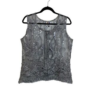 Royal Highness Equestrian Sequin Embellished Pleasure Show Vest Size XL Silver‎